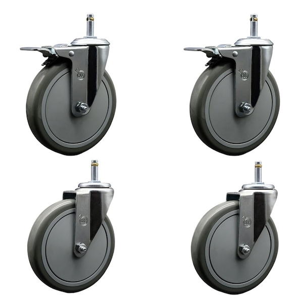 Service Caster 6'' Gray Poly Wheel Swivel 7/16'' Stem Caster Set 2 Total Lock Brake, 4PK SCC-GRTTL20S614-PPUB-716138-2-S-2 - main